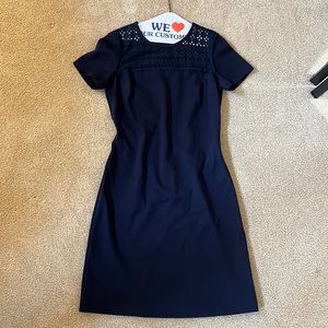 Brooks Brothers Red Fleece Women's Size S Dress Navy Blue Eyelet Yoke EUC